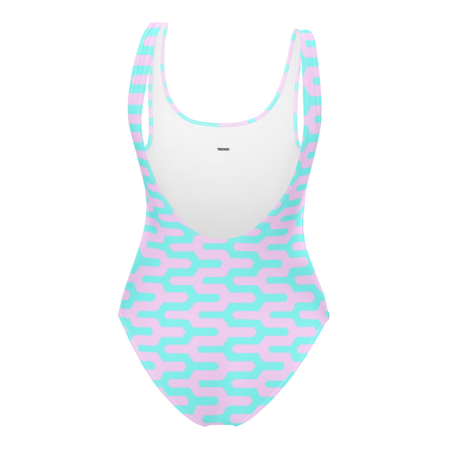 Pink & Blue Wavy Pattern One-Piece Swimsuit