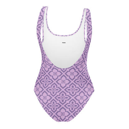 Purple Clover Pattern One-Piece Swimsuit