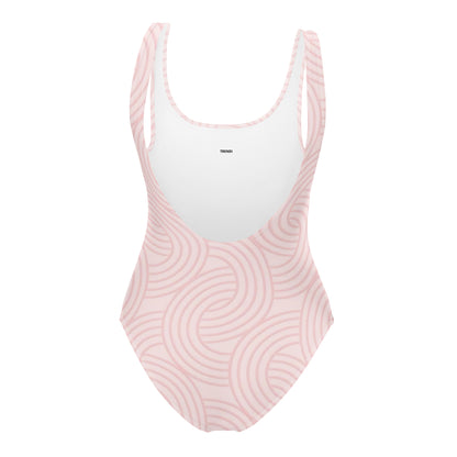 Peach Circular Pattern One-Piece Swimsuit