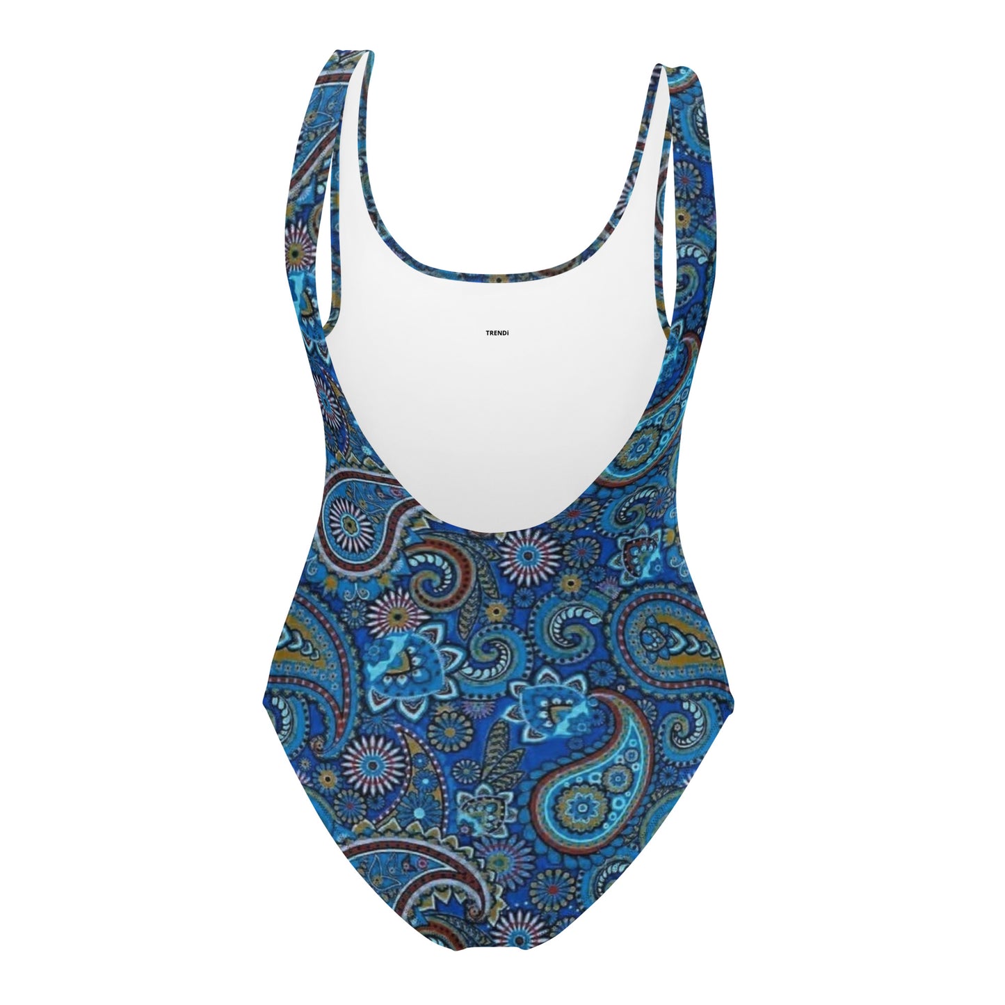 Dark Blue Paisley Pattern One-Piece Swimsuit