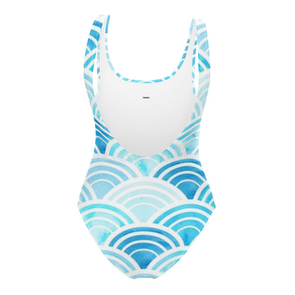 Wavy Blue One-Piece Swimsuit