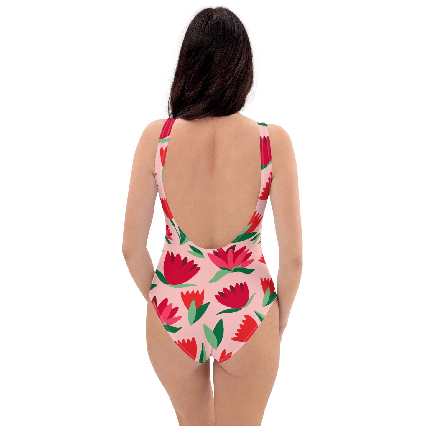 Rose Pattern One-Piece Swimsuit