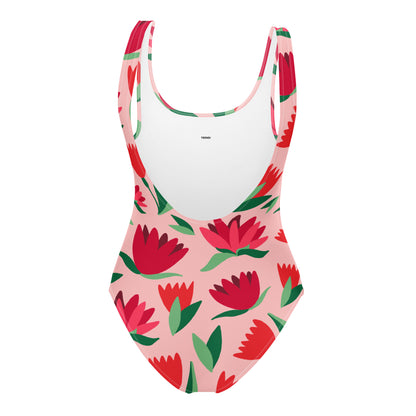 Rose Pattern One-Piece Swimsuit