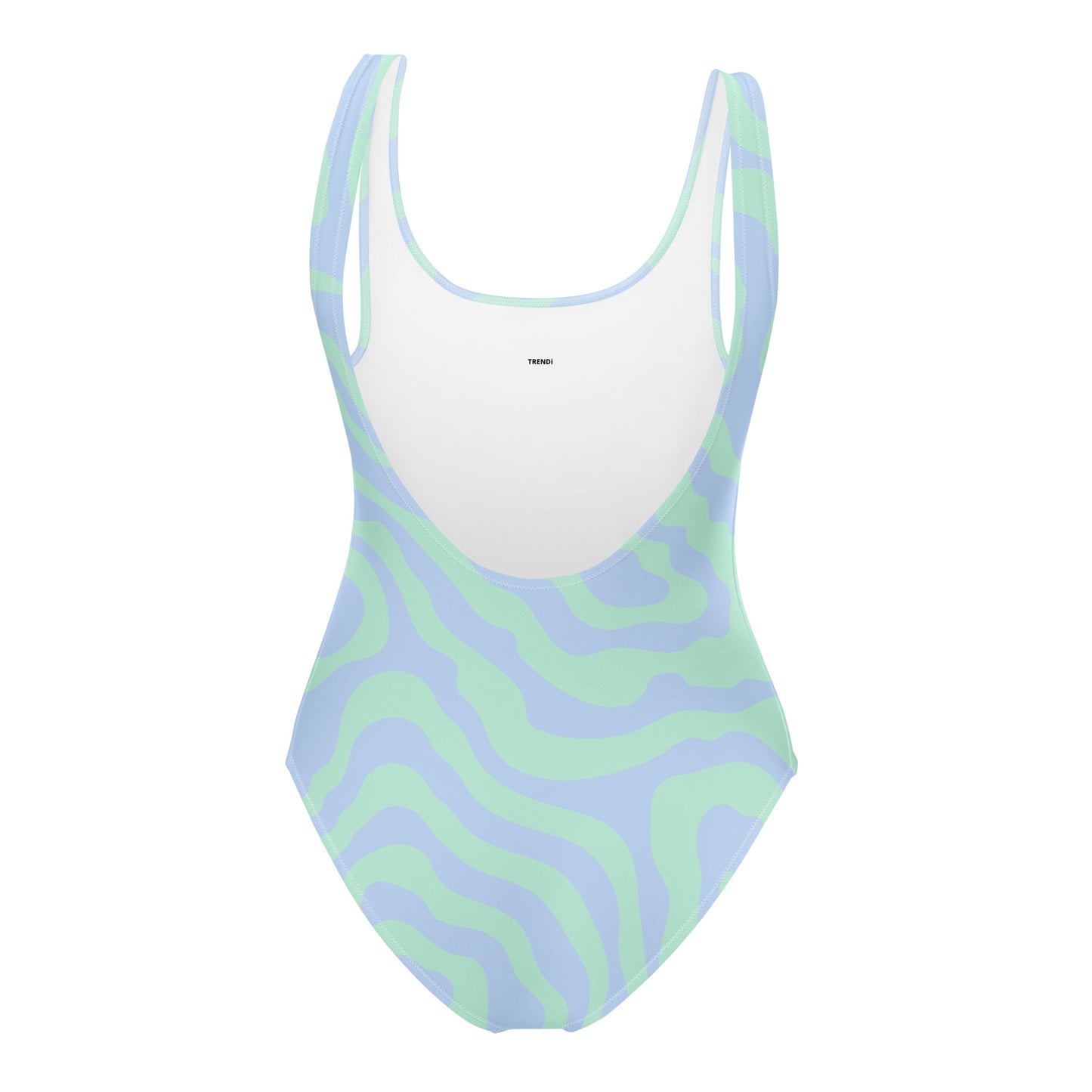 Aqua Blue Abstract Pattern One-Piece Swimsuit