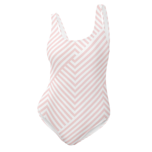 Pink Striped One-Piece Swimsuit