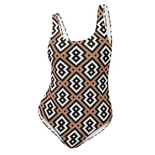 Brown Diamond Prism One-Piece Swimsuit