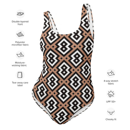 Brown Diamond Prism One-Piece Swimsuit