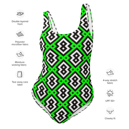 Green Diamond Prism One-Piece Swimsuit