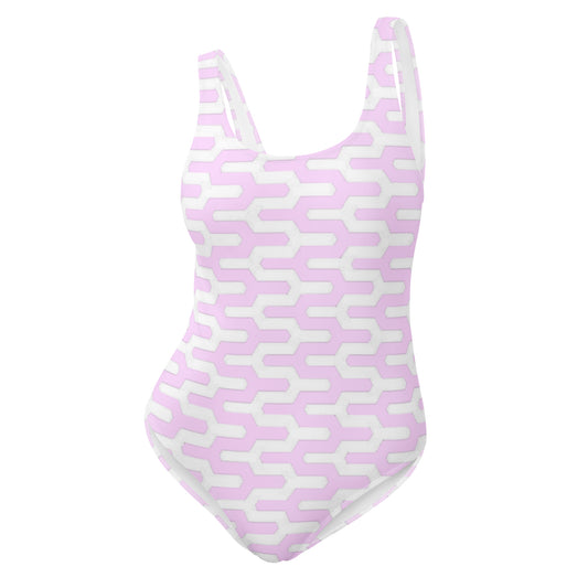 Pink Wavy Pattern One-Piece Swimsuit