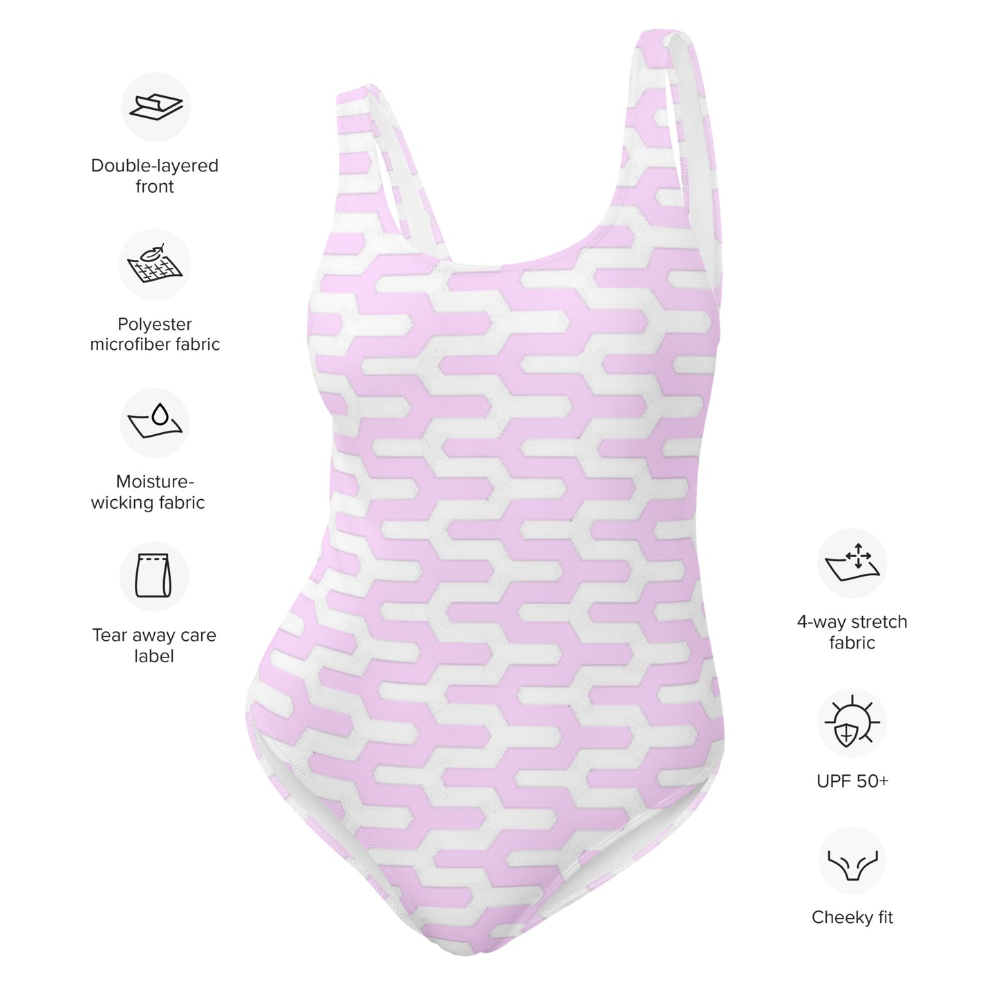 Pink Wavy Pattern One-Piece Swimsuit
