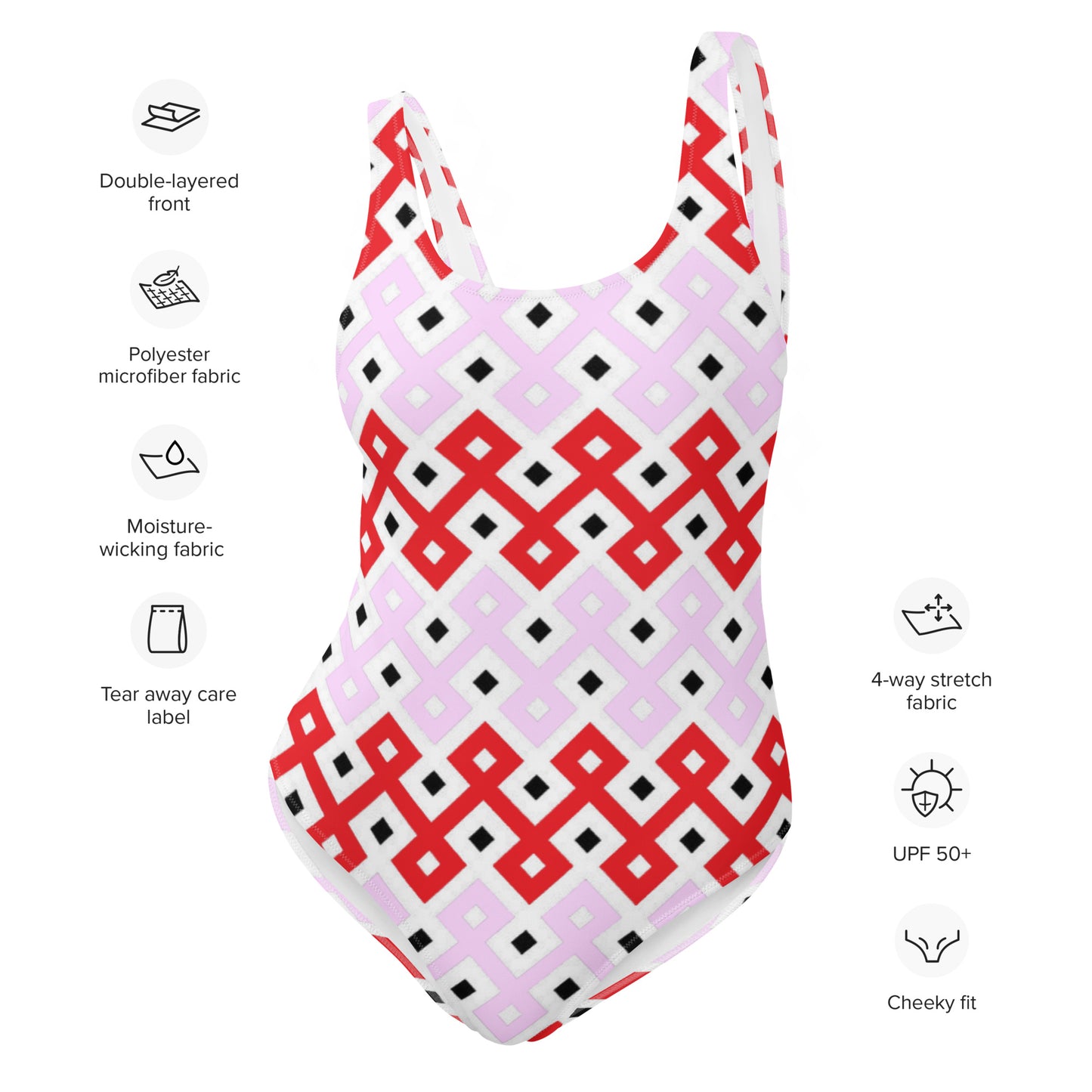 Pink & Red Tribal Pattern One-Piece Swimsuit