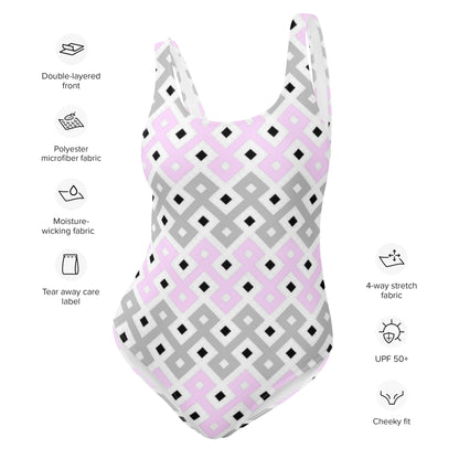 Pink & Grey Tribal Pattern One-Piece Swimsuit