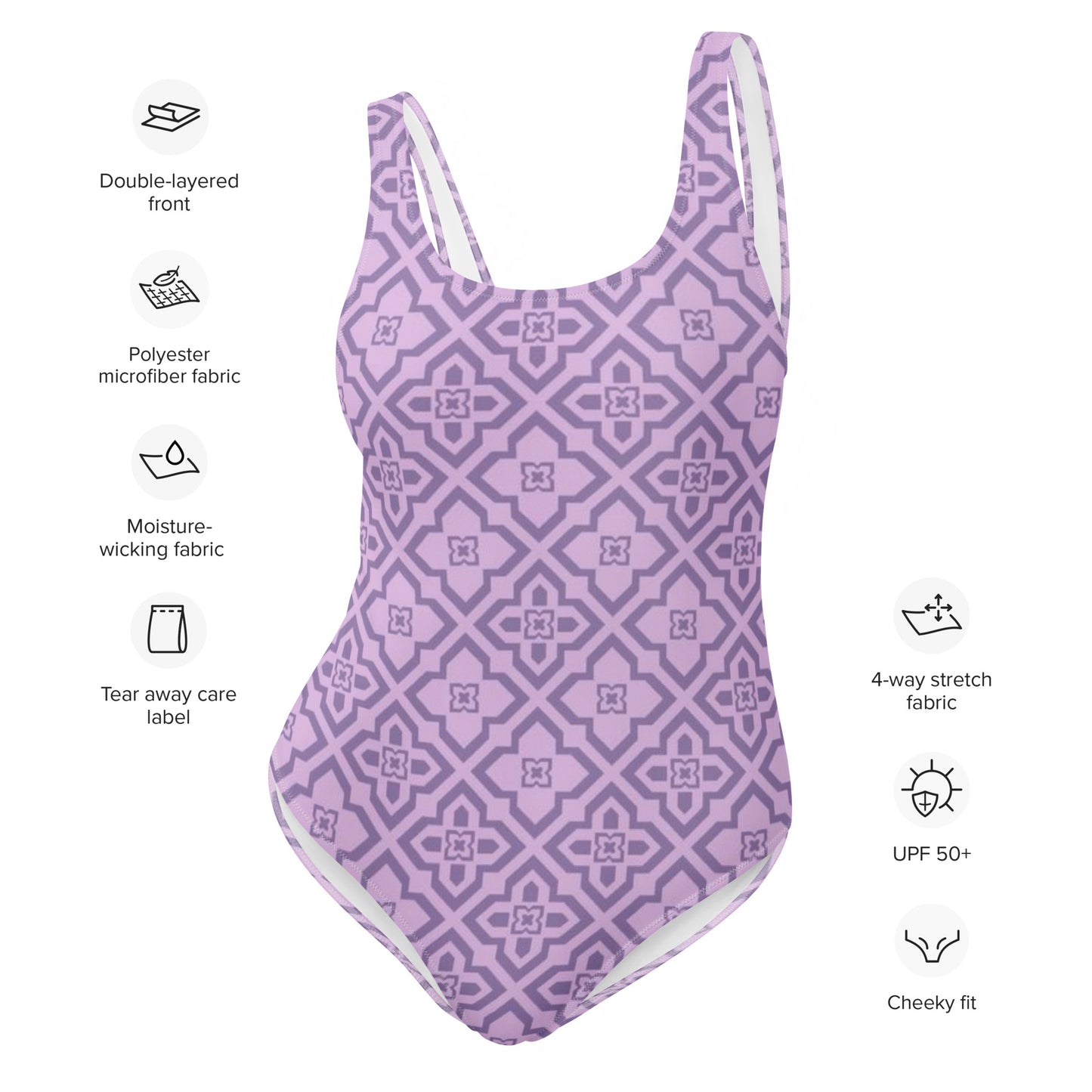 Purple Clover Pattern One-Piece Swimsuit