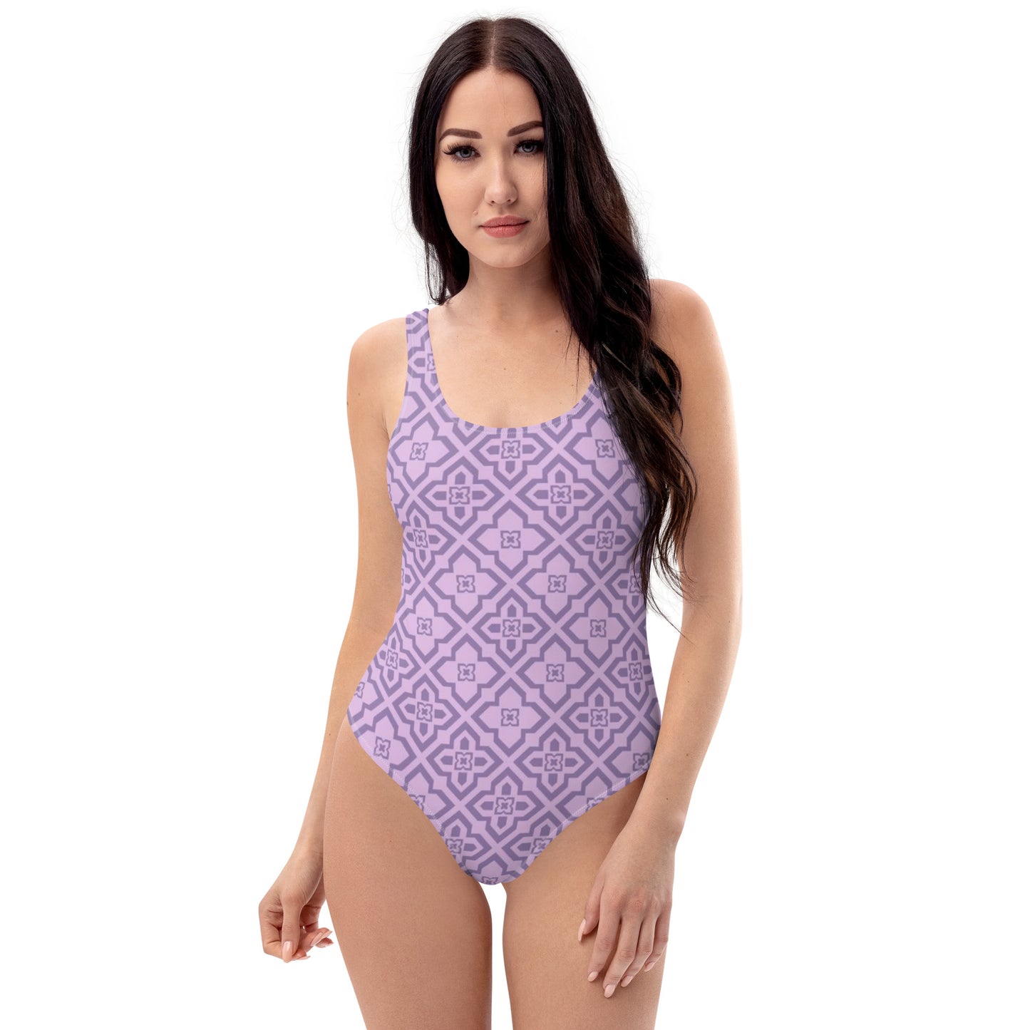 Purple Clover Pattern One-Piece Swimsuit