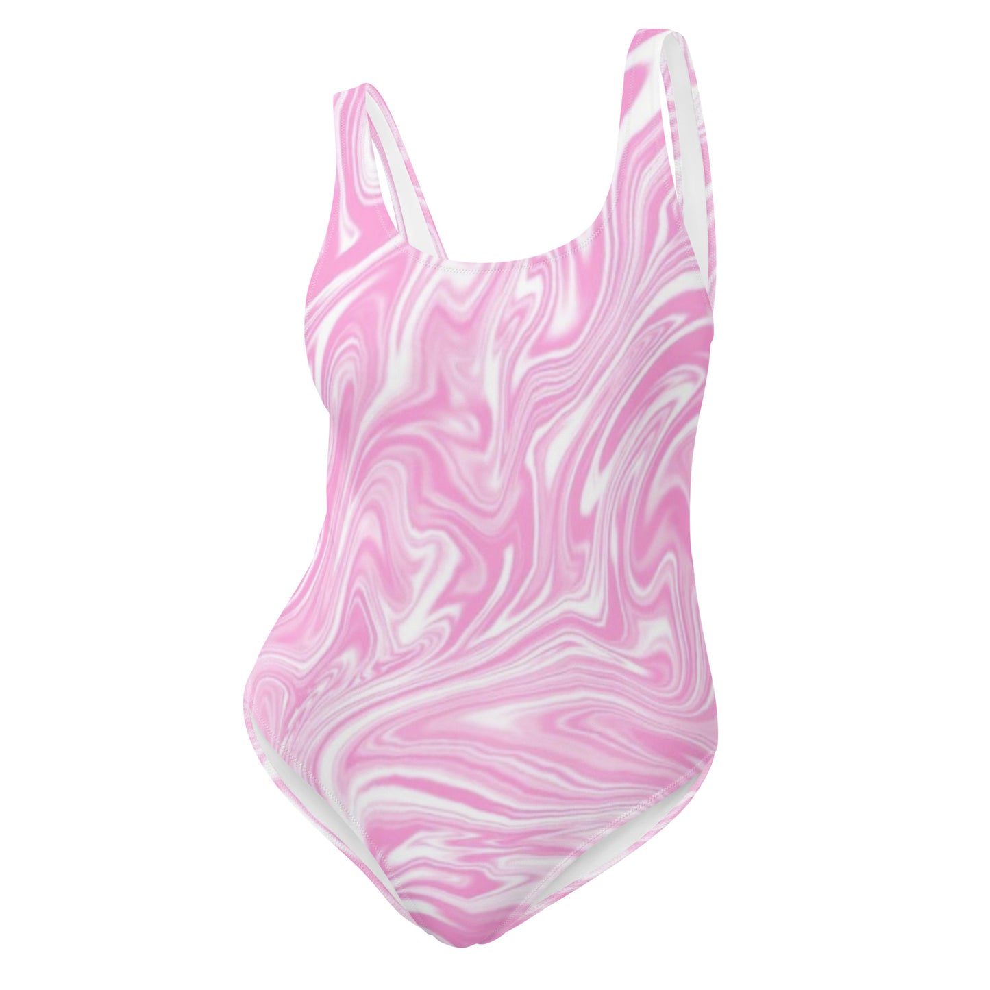 Pink Liquid Pattern One-Piece Swimsuit