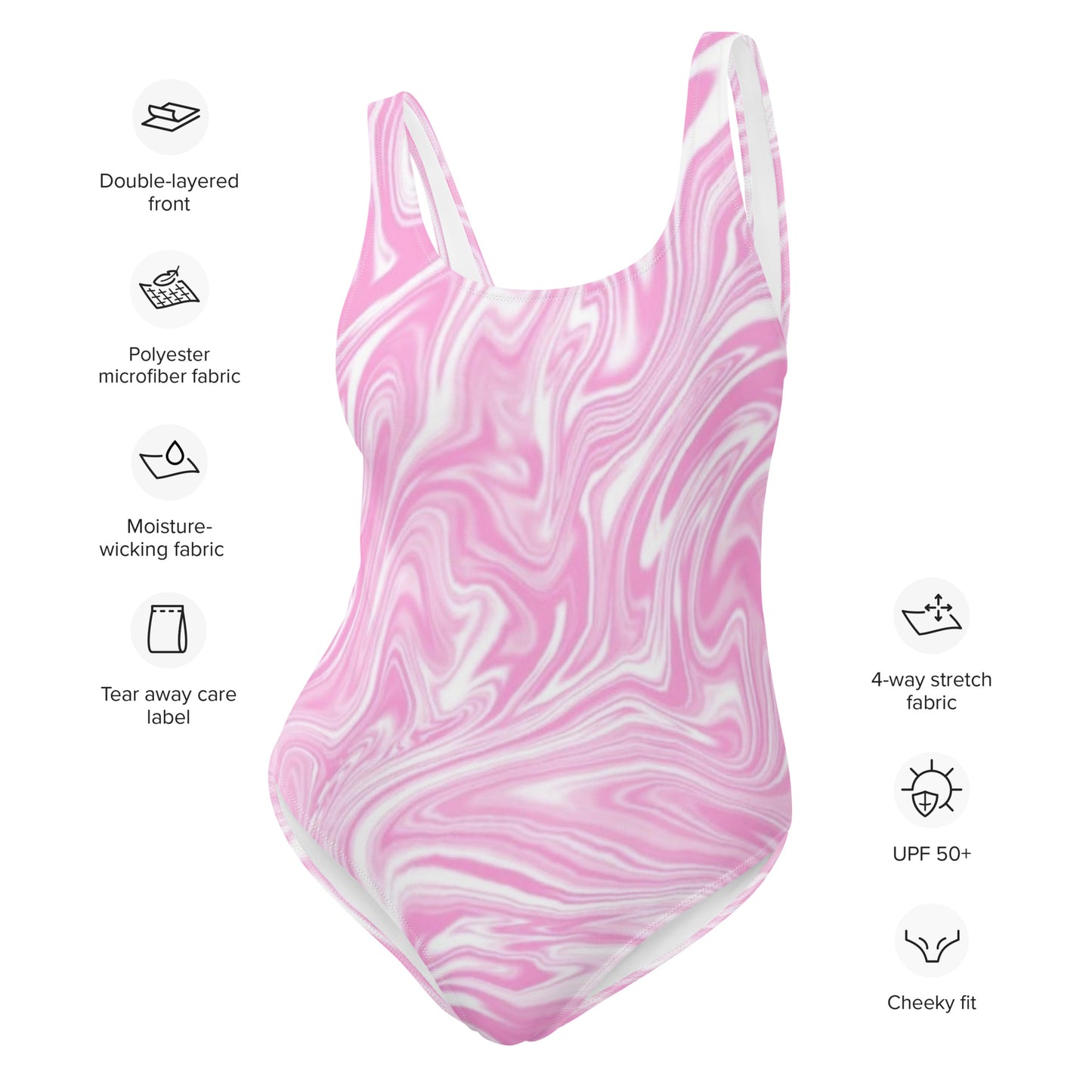 Pink Liquid Pattern One-Piece Swimsuit