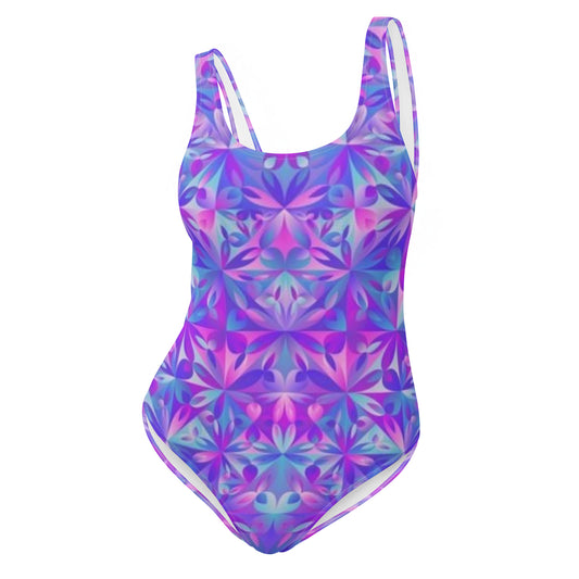 Purple Color Spectrum Print One-Piece Swimsuit