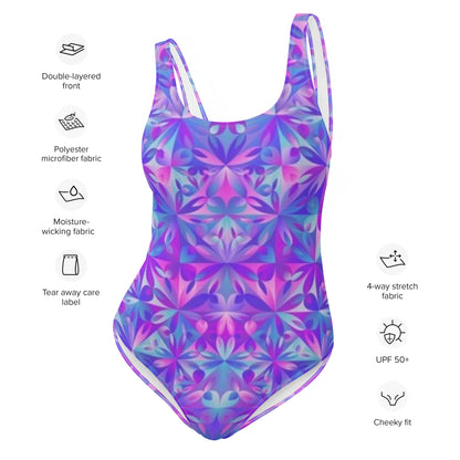 Purple Color Spectrum Print One-Piece Swimsuit