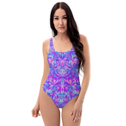 Purple Color Spectrum Print One-Piece Swimsuit