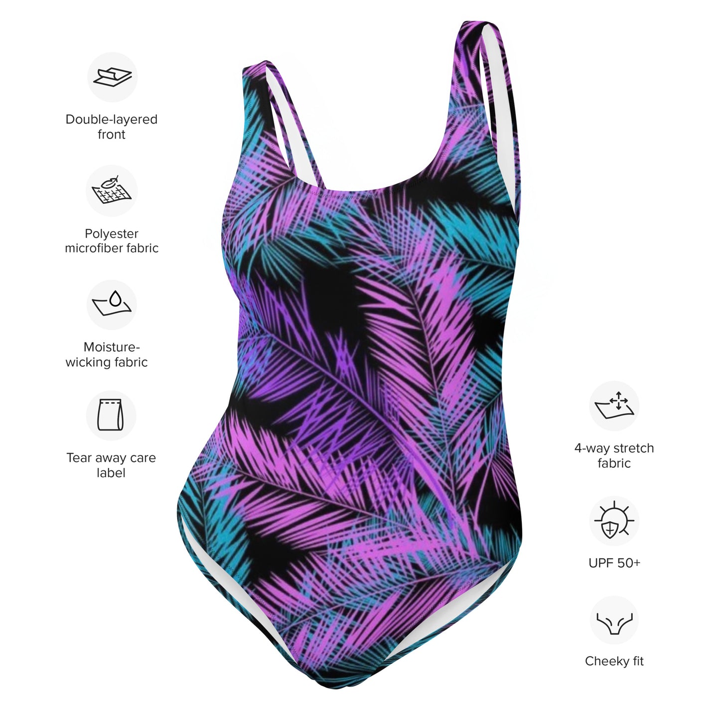 Black Tropical One-Piece Swimsuit