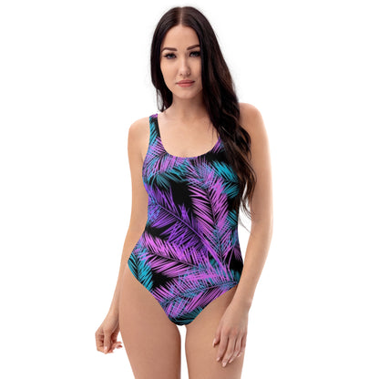 Black Tropical One-Piece Swimsuit