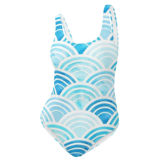 Wavy Blue One-Piece Swimsuit