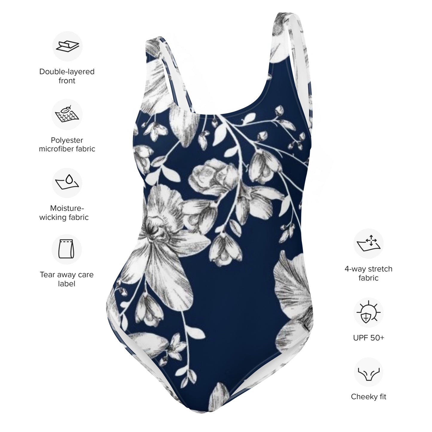 Black Pasifika Pattern One-Piece Swimsuit