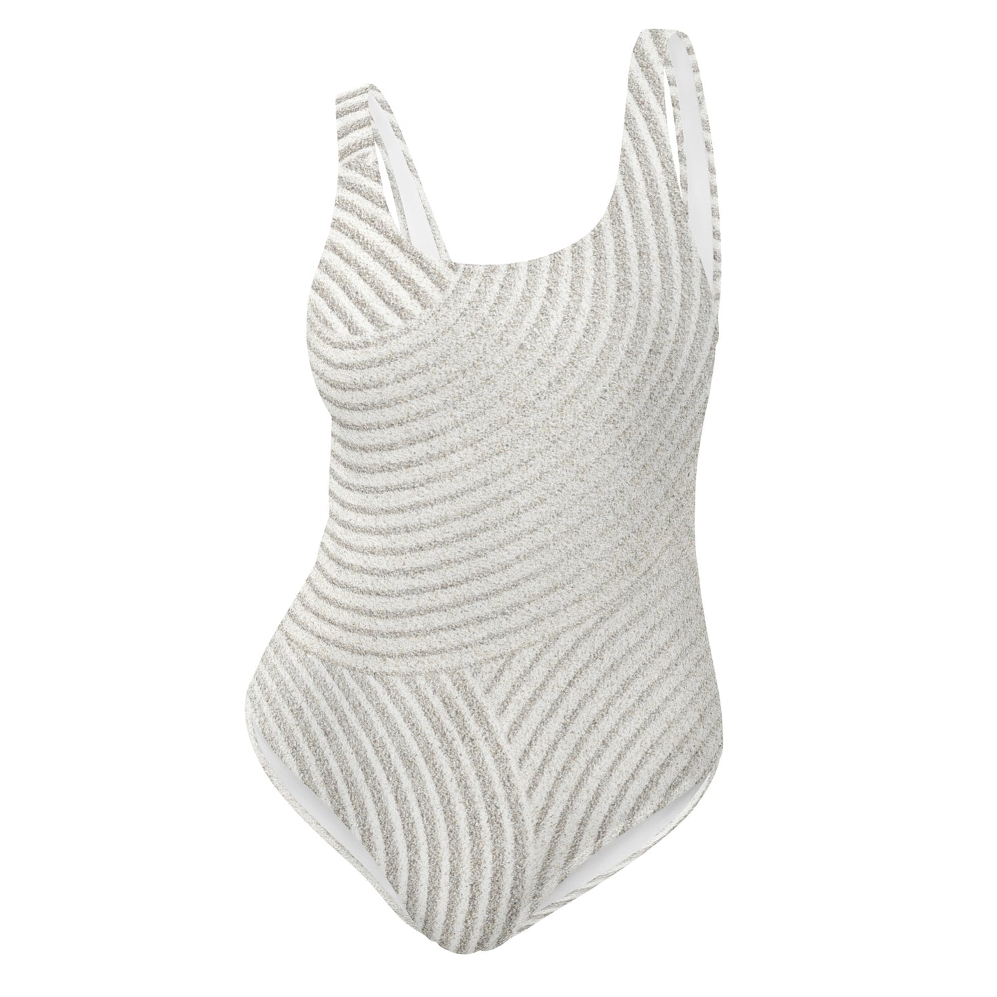 Grey Circular Pattern One-Piece Swimsuit