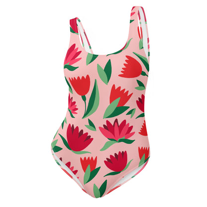 Rose Pattern One-Piece Swimsuit