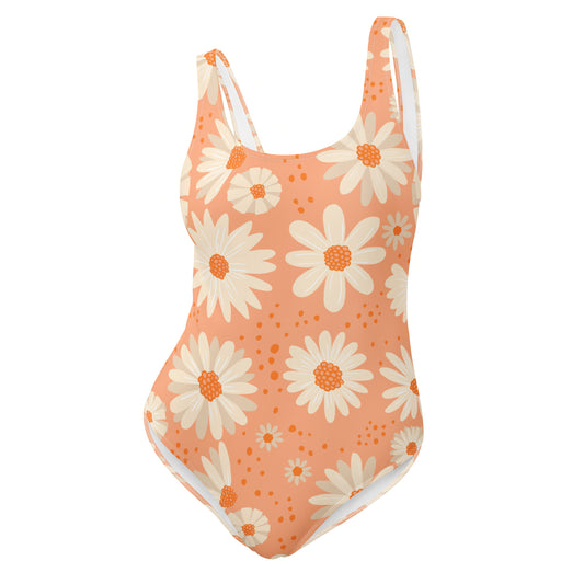 Orange Floral One-Piece Swimsuit