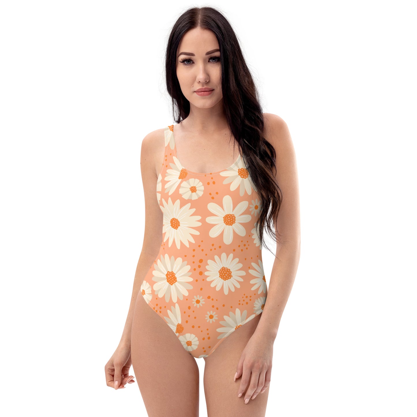 Orange Floral One-Piece Swimsuit