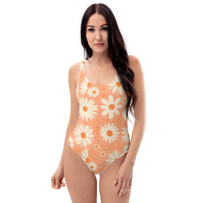 Orange Floral One-Piece Swimsuit