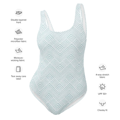 Blue Zig-zag One-Piece Swimsuit