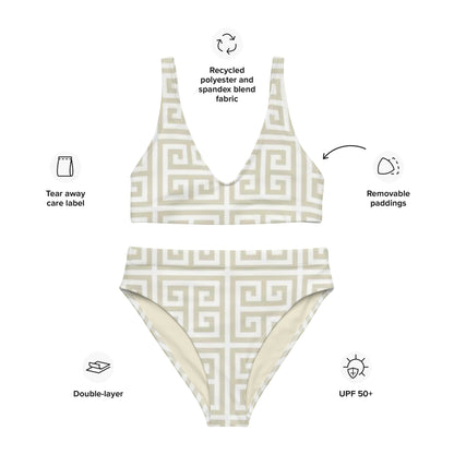 Maze Pattern high-waisted bikini