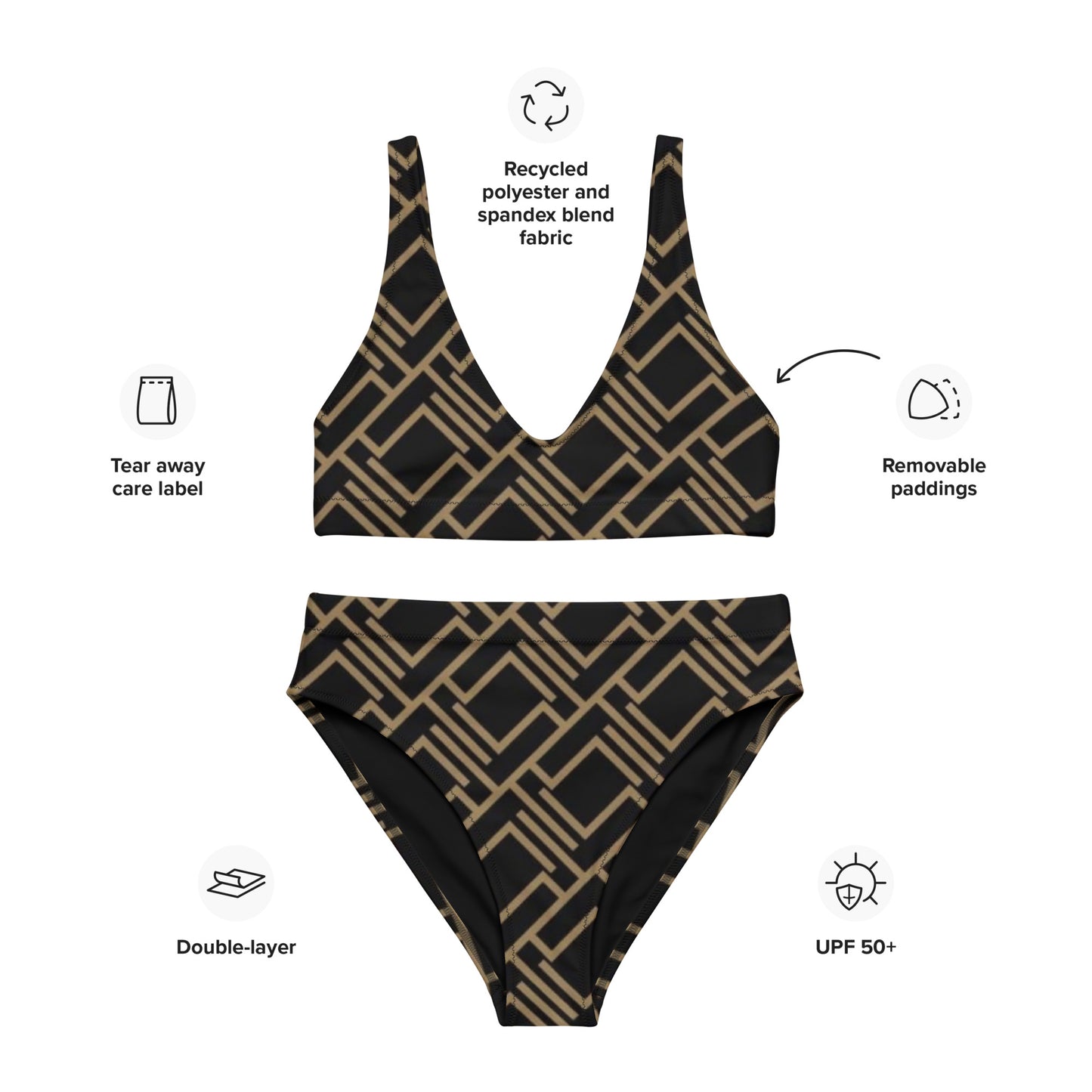 Gold & Black high-waisted bikini