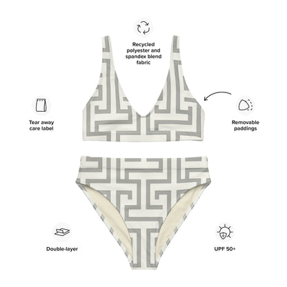 Maze Pattern high-waisted bikini