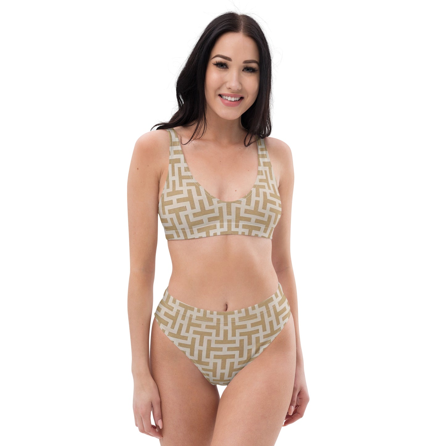 "T" Pattern high-waisted bikini