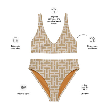 "T" Pattern high-waisted bikini