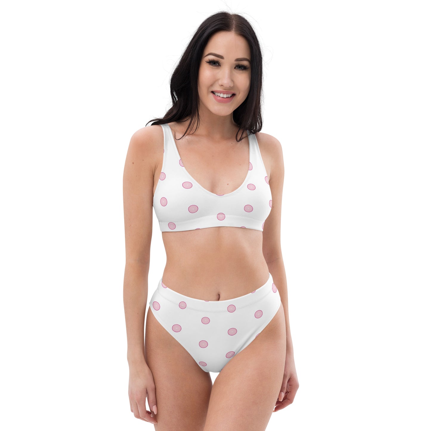 Pink Polka Dot high-waisted bikini