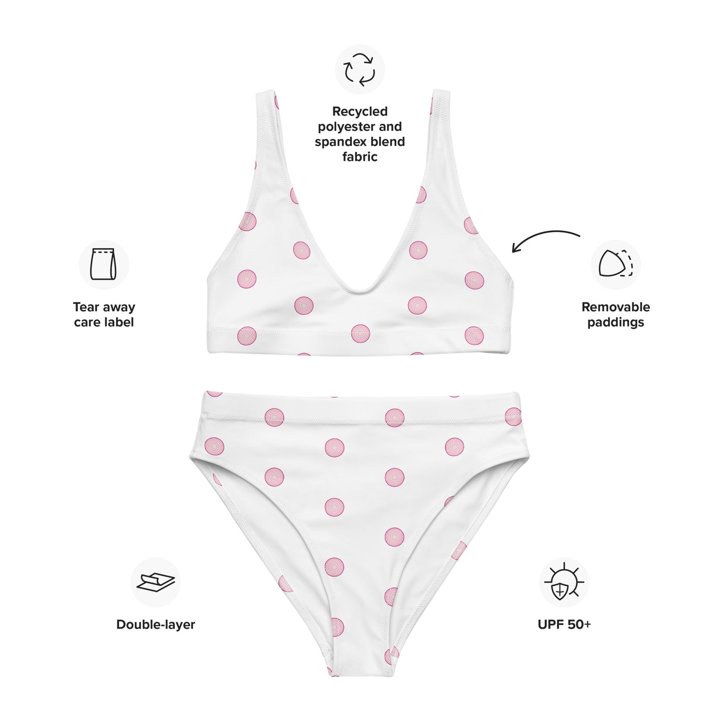 Pink Polka Dot high-waisted bikini