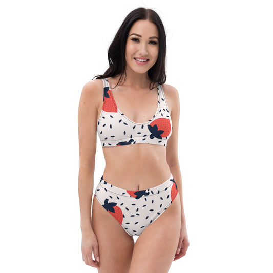 Strawberry high-waisted bikini