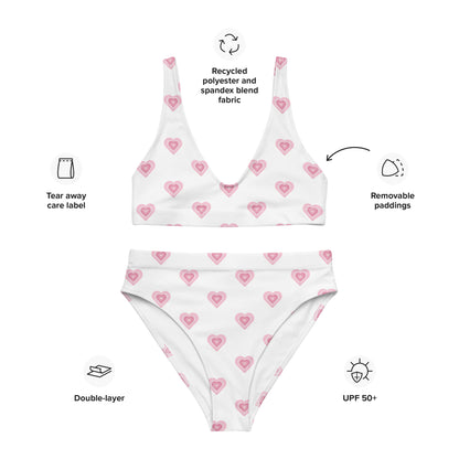 Pink Heart high-waisted bikini