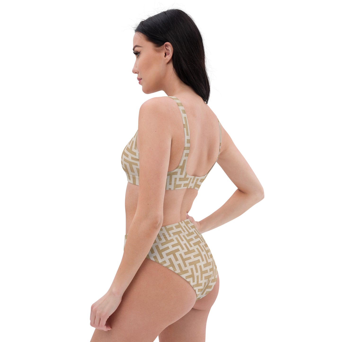 "T" Pattern high-waisted bikini