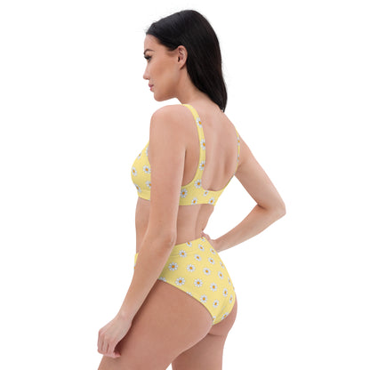Yellow Sunflower high-waisted bikini