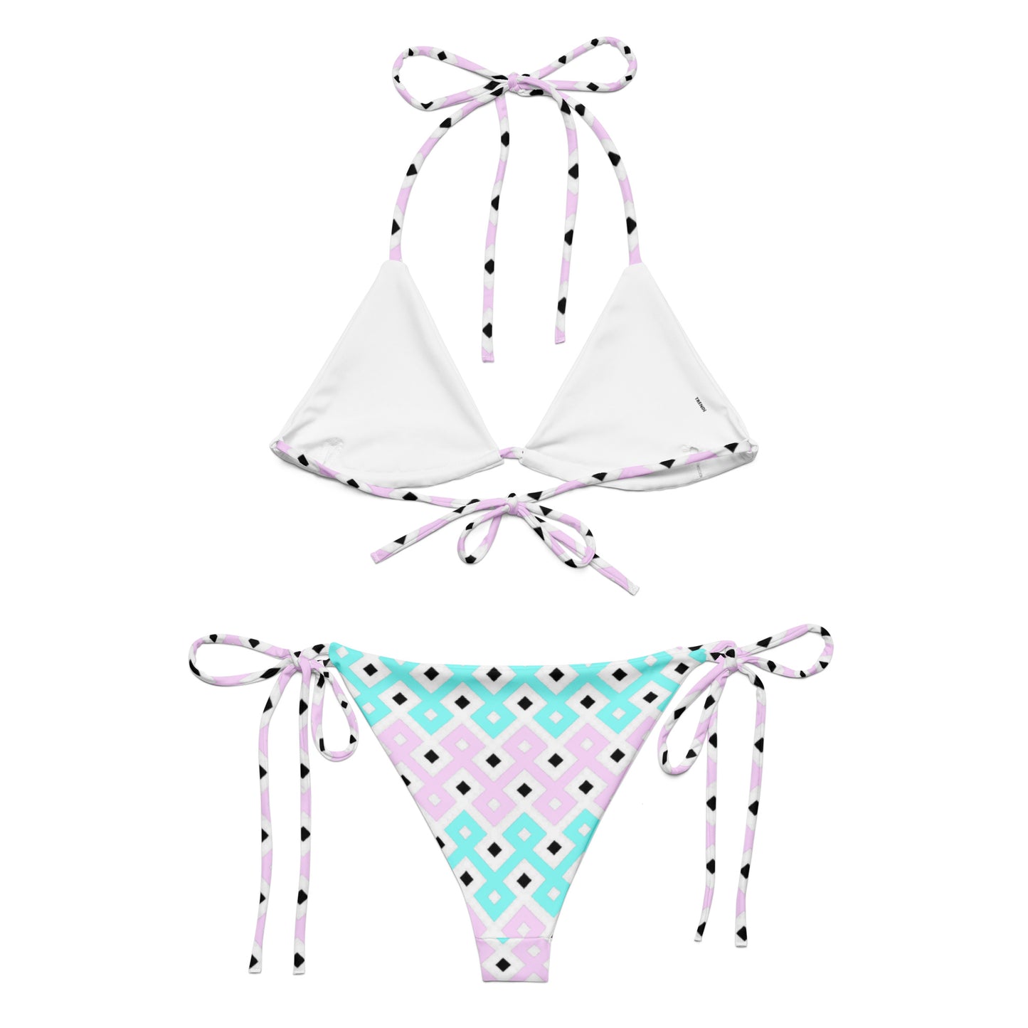 Pink & Blue Tribal Pattern String Bikini