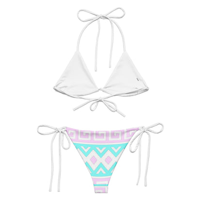 Pink & Blue Aztec String Bikini