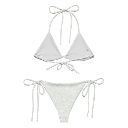 Light Grey Paisley Pattern String Bikini