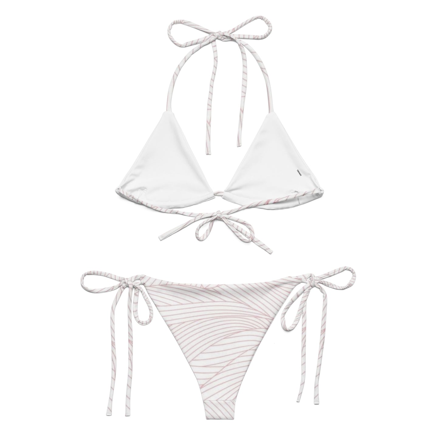 White Feather Pattern String Bikini