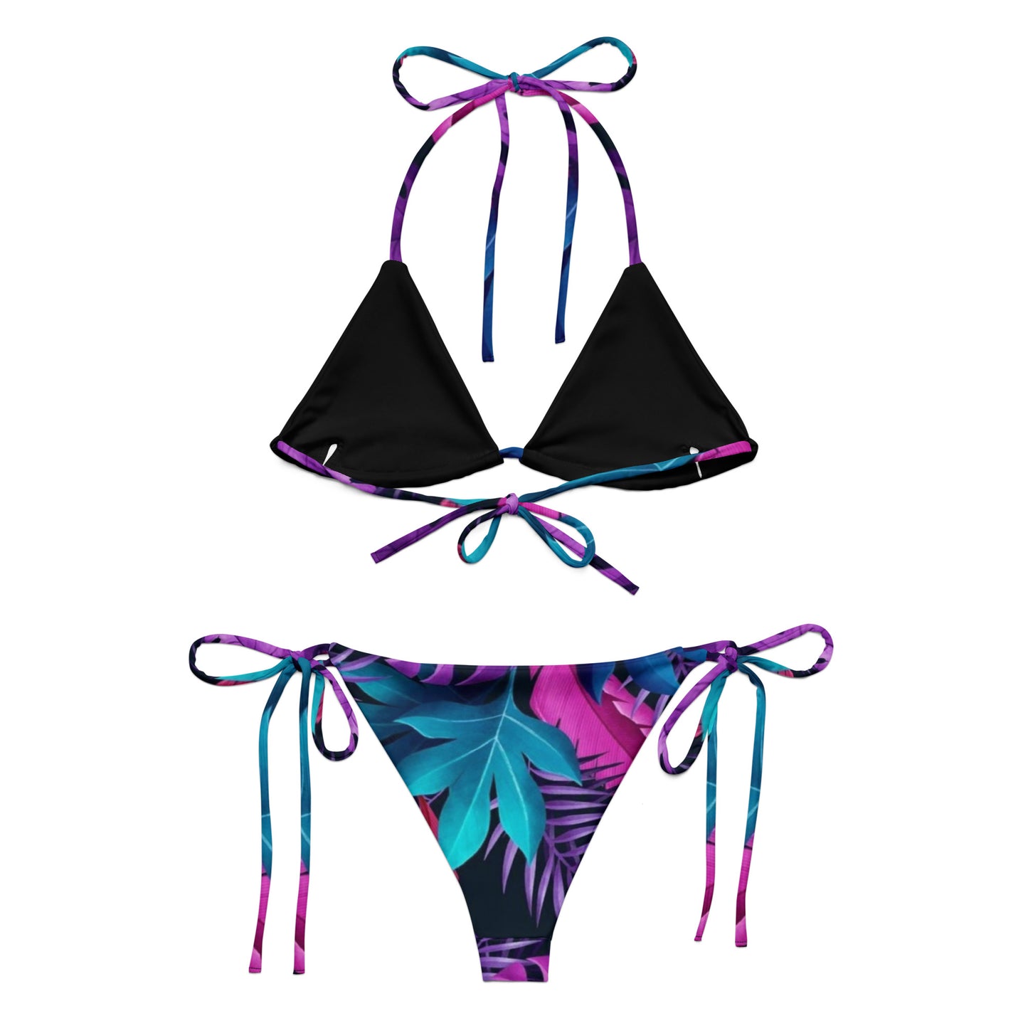 Rainbow Jungle Print String Bikini Set