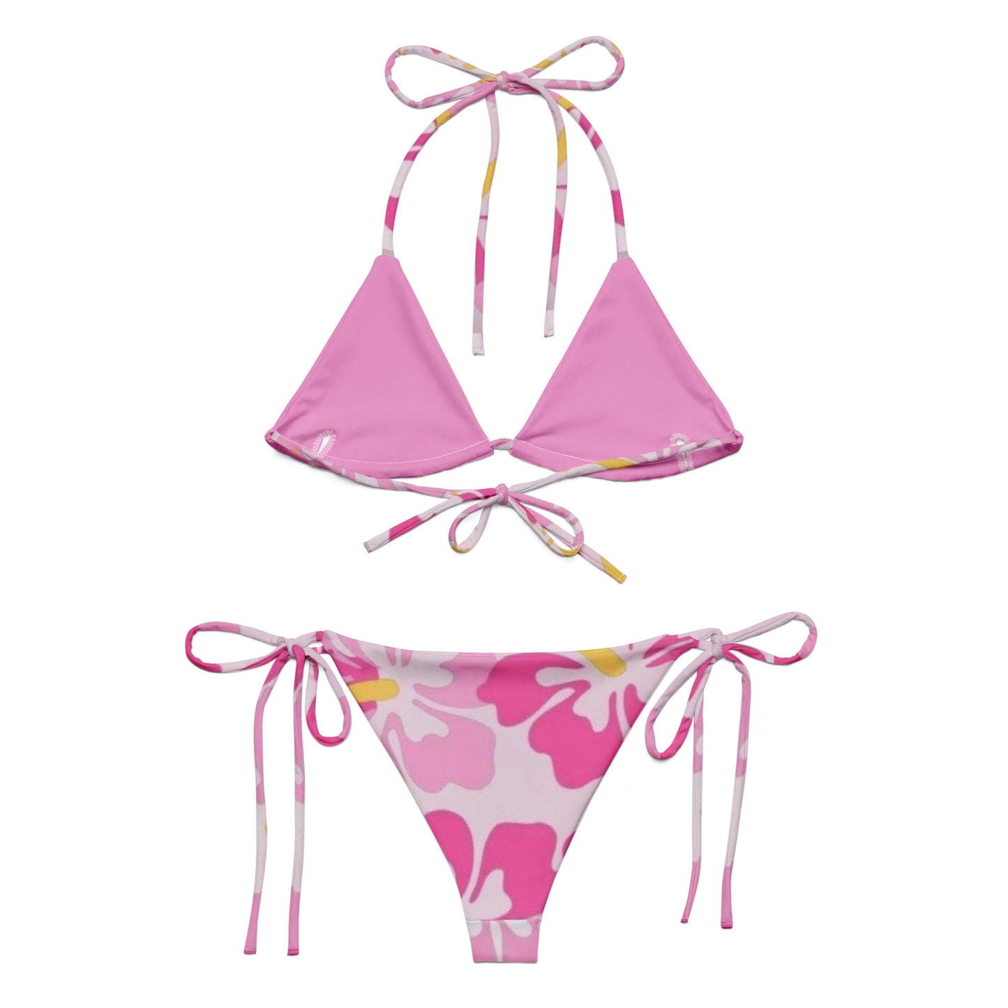 Pink Floral string bikini Set